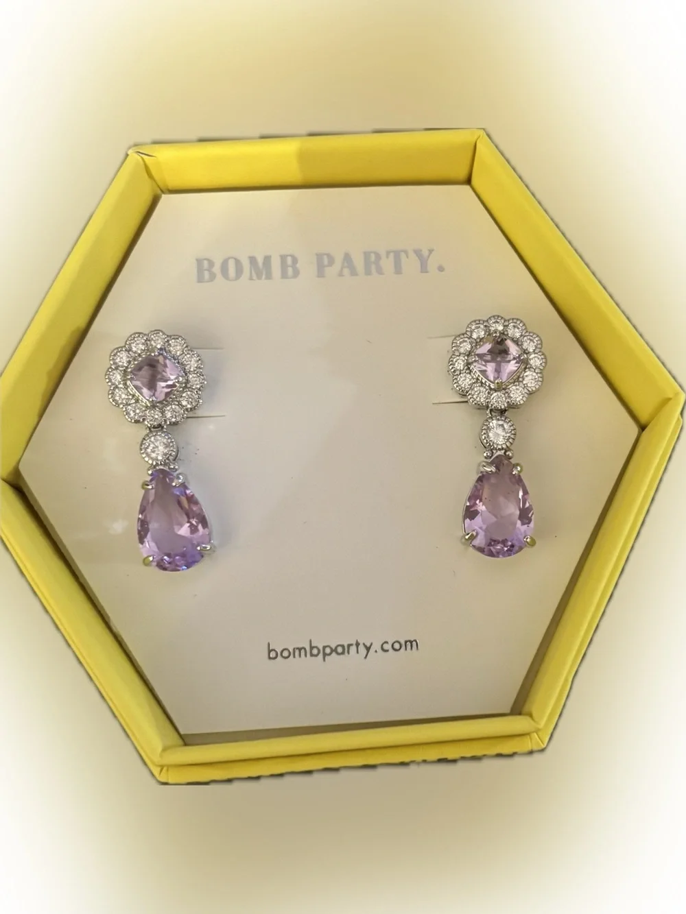 Bomb Party Lavender Teardrop Crystal Drop Earrings